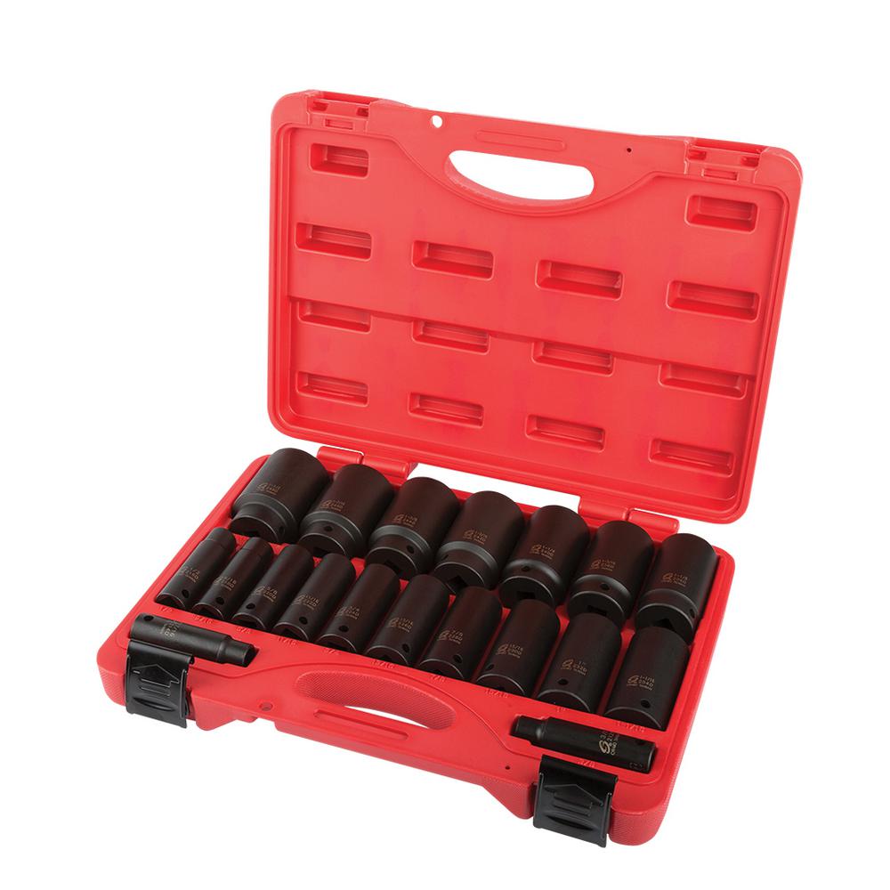 Sunex 1/2 in. Drive Deep SAE Impact Socket Set (19-Piece)-2641 - The ...