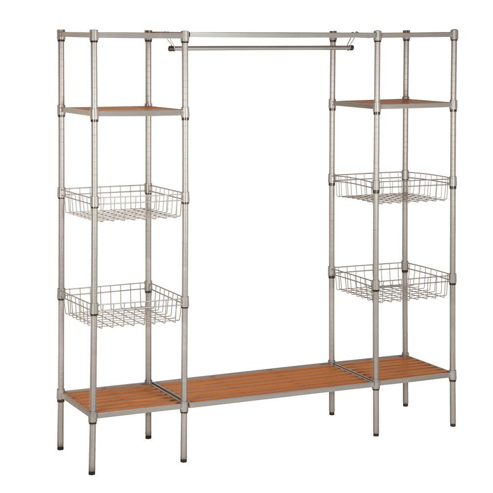 Whitmor Supreme Garment Closet Collection 10 In D X 25 5 In W X 61 In H 6 Shelf Metal Closet System 6779 4466 The Home Depot