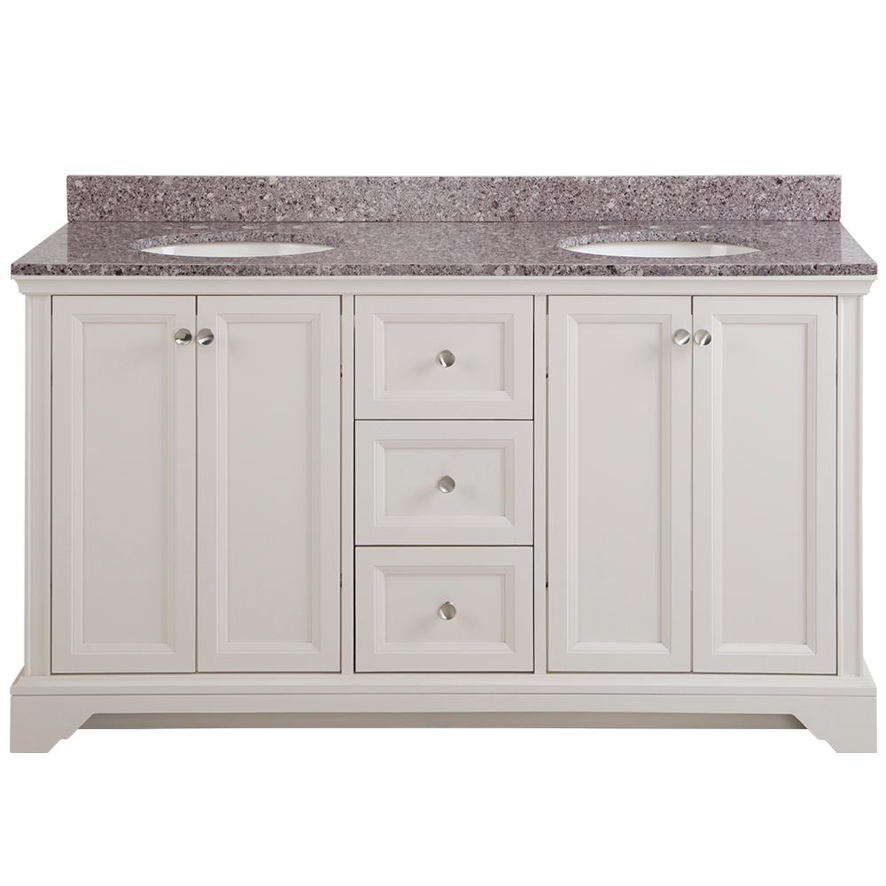Cream Double Sink Bathroom Vanities Bath The Home Depot Stratfield