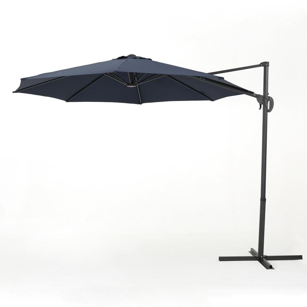 Noble House Sofia 9.5 ft. Steel Cantilever Tilt Patio Umbrella in Blue