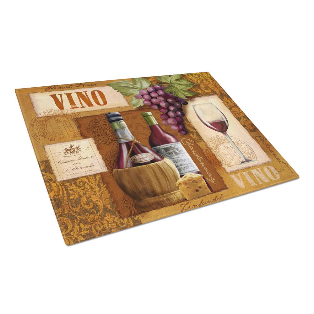 Carolines Treasures Vino Wine Tempered Glass Large Cutting Board, Multi-Color - PTW2045LCB - Cooking Large Tempered Glass Cutting Board is heat resista sku PTW2045LCB