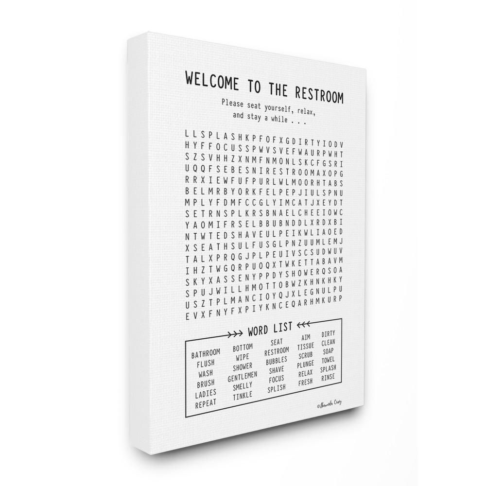 The Stupell Home Decor Collection 36 In X 48 In Black And White Restroom Crossword Puzzle Sign Super Canvas Wall Art By Shawnda Craig Wrp 1249 Cn 36x48 The Home Depot