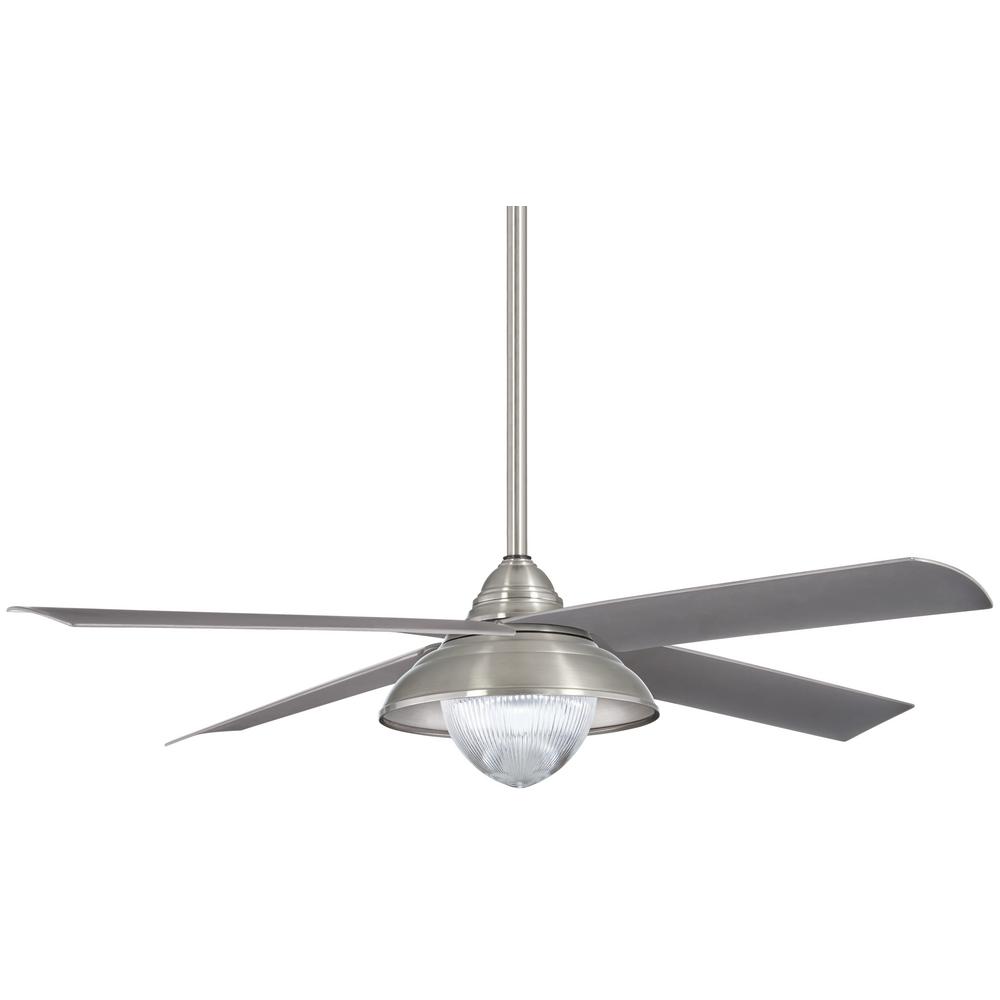 Minka Aire Shade 56 In Integrated Led Indoor Outdoor Brushed Nickel Wet Ceiling Fan With Light With Remote Control