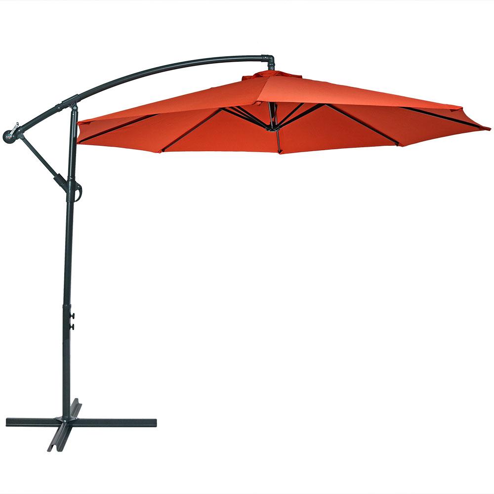 Sunnydaze Decor 10 Ft Steel Offset Cantilever Patio Umbrella In Burnt Orange Jlp 187 The Home Depot