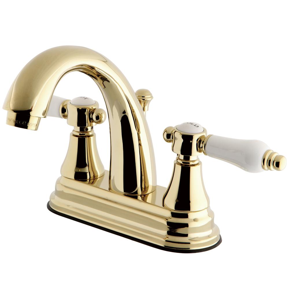 Kingston Brass English Porcelain 4 In Centerset 2 Handle High Arc   Kingston Brass Centerset Bathroom Faucets Hks7612bpl 64 1000 