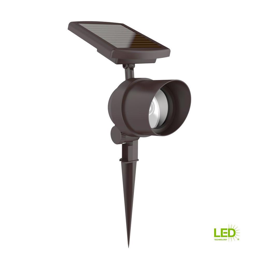 Solar Spotlights Landscape Lighting The Home Depot Solar 45 Lumen Bronze Metal Outdoor Integrated Led Landscape Spot Light