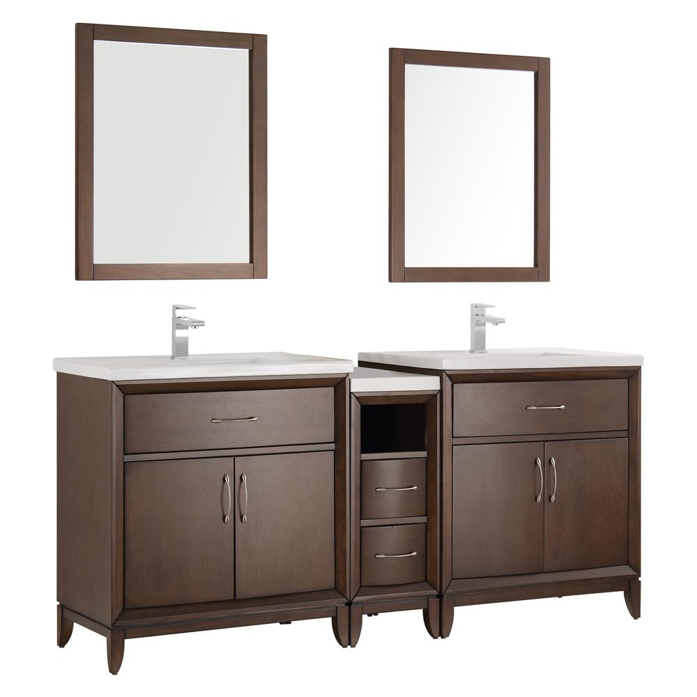 Fresca Cambridge 72 In Vanity In Antique Coffee With Porcelain