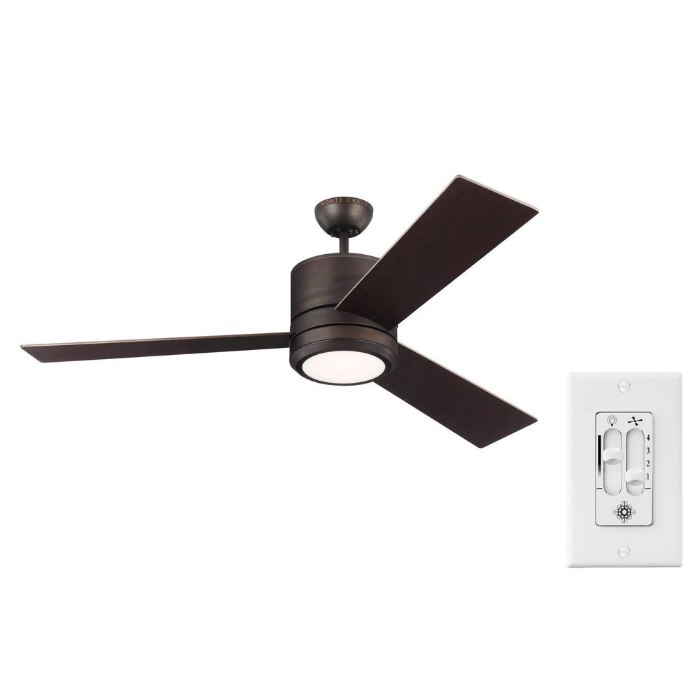 Monte Carlo Vision Max 56 In Led Indoor Outdoor Roman Bronze Ceiling Fan With Light Kit