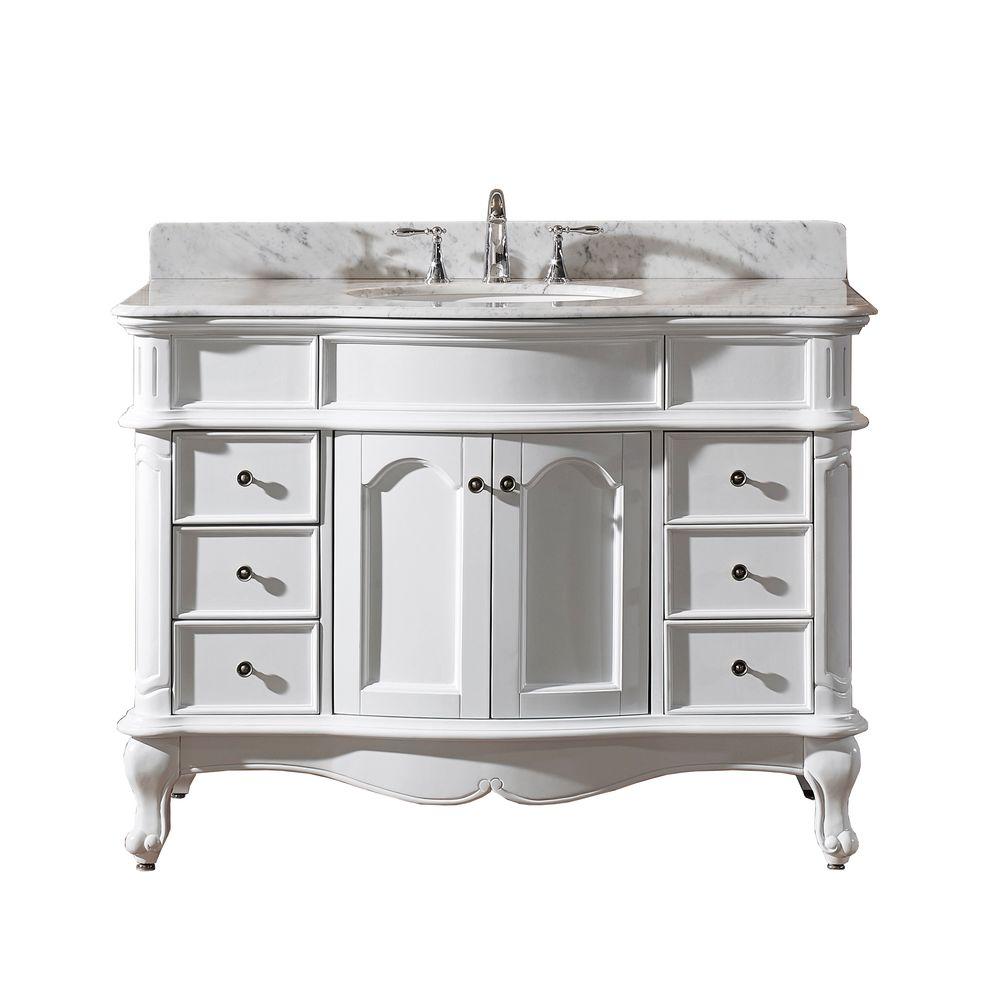 Virtu USA Norhaven 49 in. W Bath Vanity in White with ...