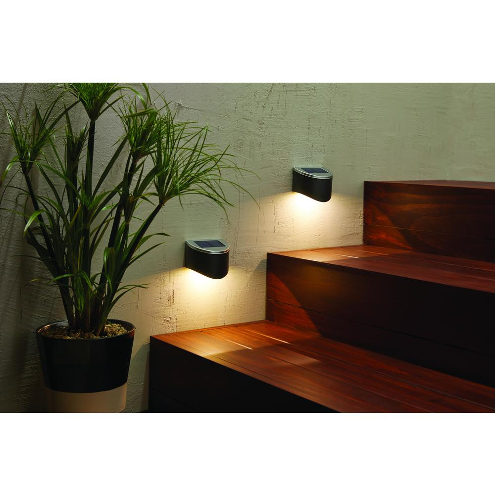 Hampton Bay Solar 2-Toned Black Integrated LED Deck Rail Light With ...