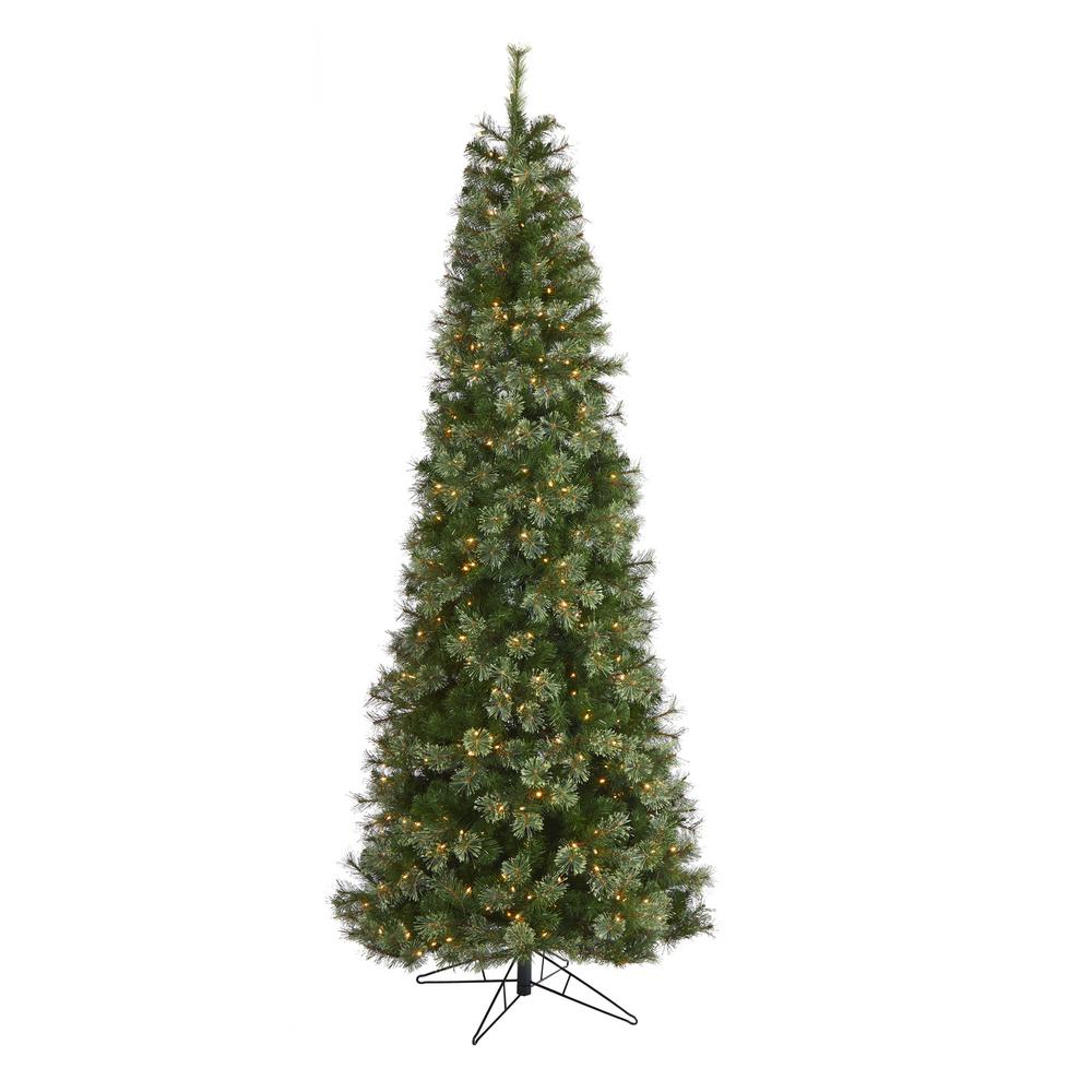 Nearly Natural 9 ft. Prelit Cashmere Slim Artificial Christmas Tree with 550 Warm White Lights