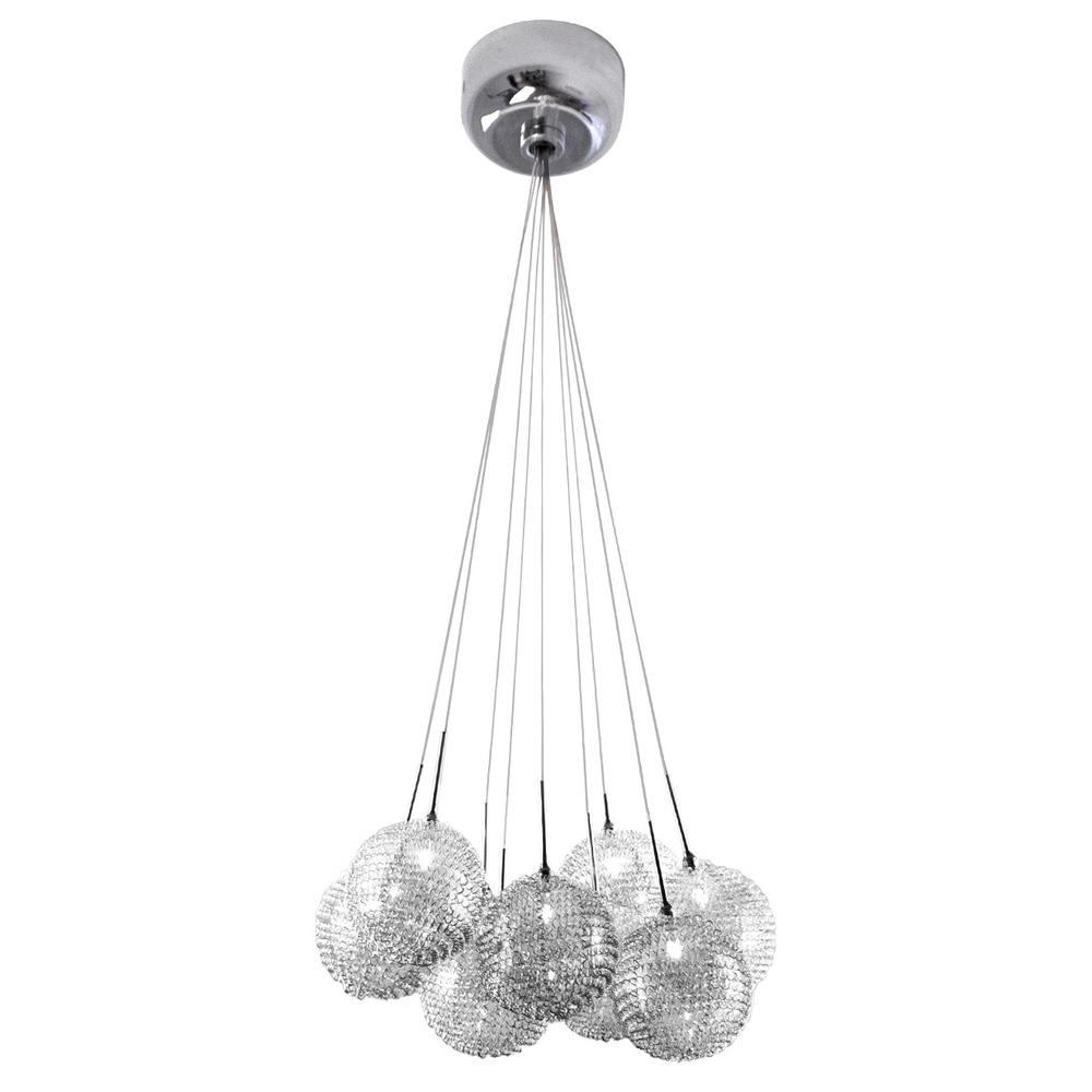 Bazz 9 Light Chrome Glass Ball Mesh Pendant P12429ch The Home Depot Bazz 9 Light Chrome Glass Ball Mesh Pendant