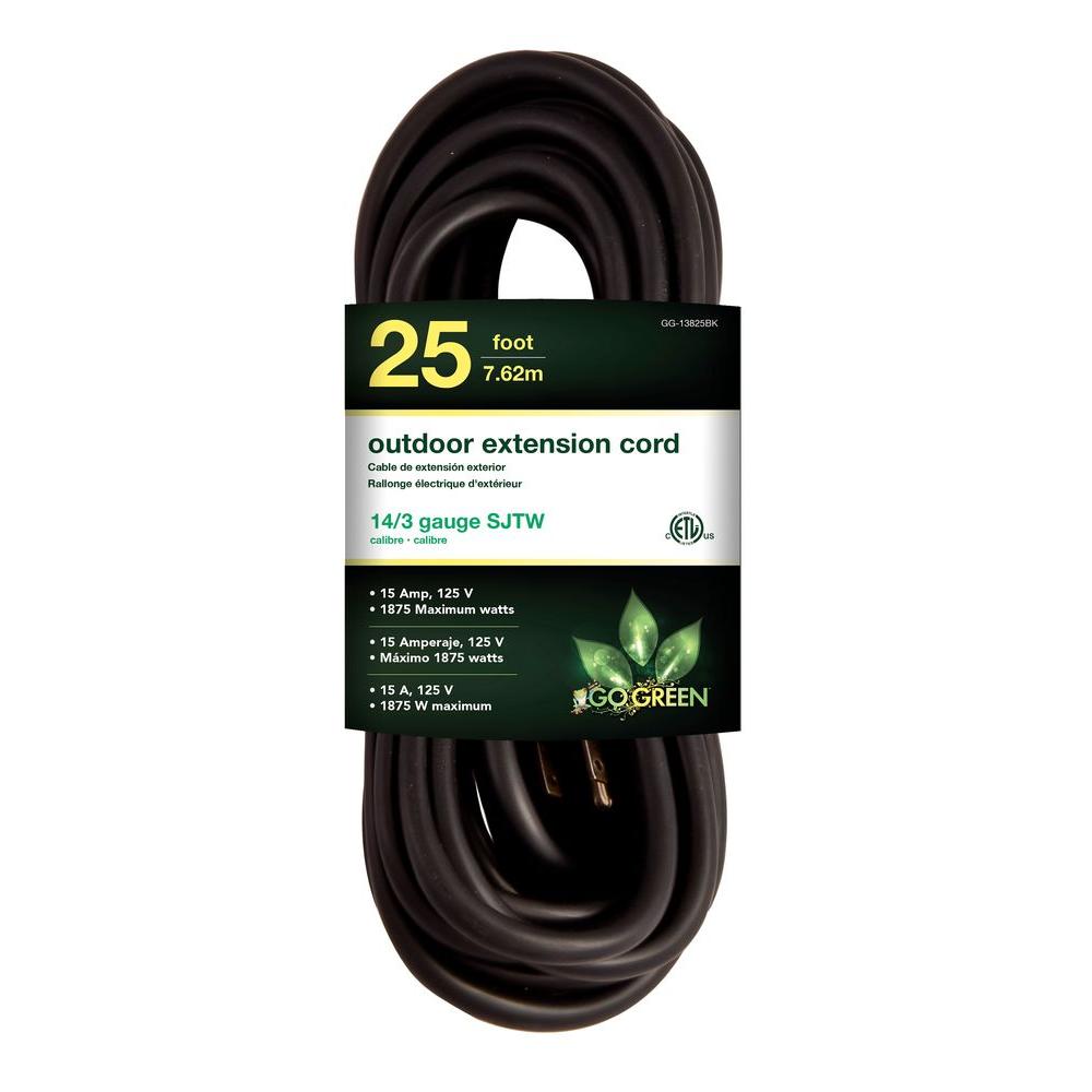 Go Green Power 3 Sjtw Outdoor Extension Cord Black Go Green Power 3 Sjtw Outdoor Extension Cord Black