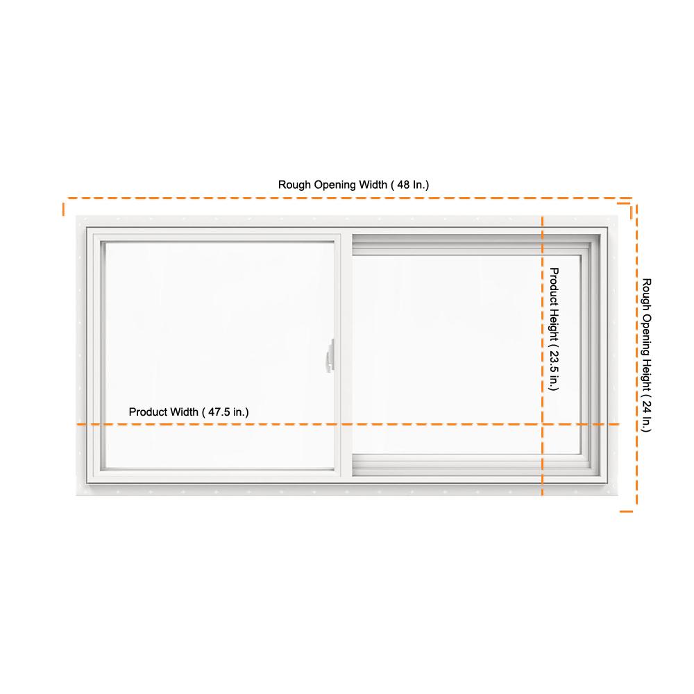 Jeld Wen 47 5 In X 23 5 In V 2500 Series White Vinyl Left Handed