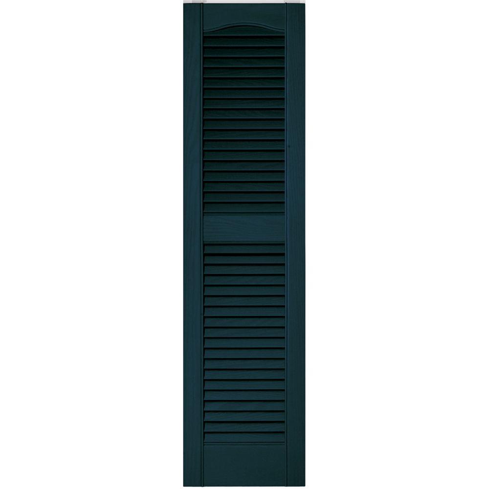 Builders Edge 12 in. x 48 in. Louvered Vinyl Exterior Shutters Pair in