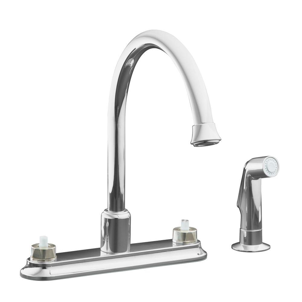 Kohler Cais 2 Handle Standard Kitchen Faucet In Polished Chrome Cais 2 Handle Standard Kitchen Faucet In Polished Chrome