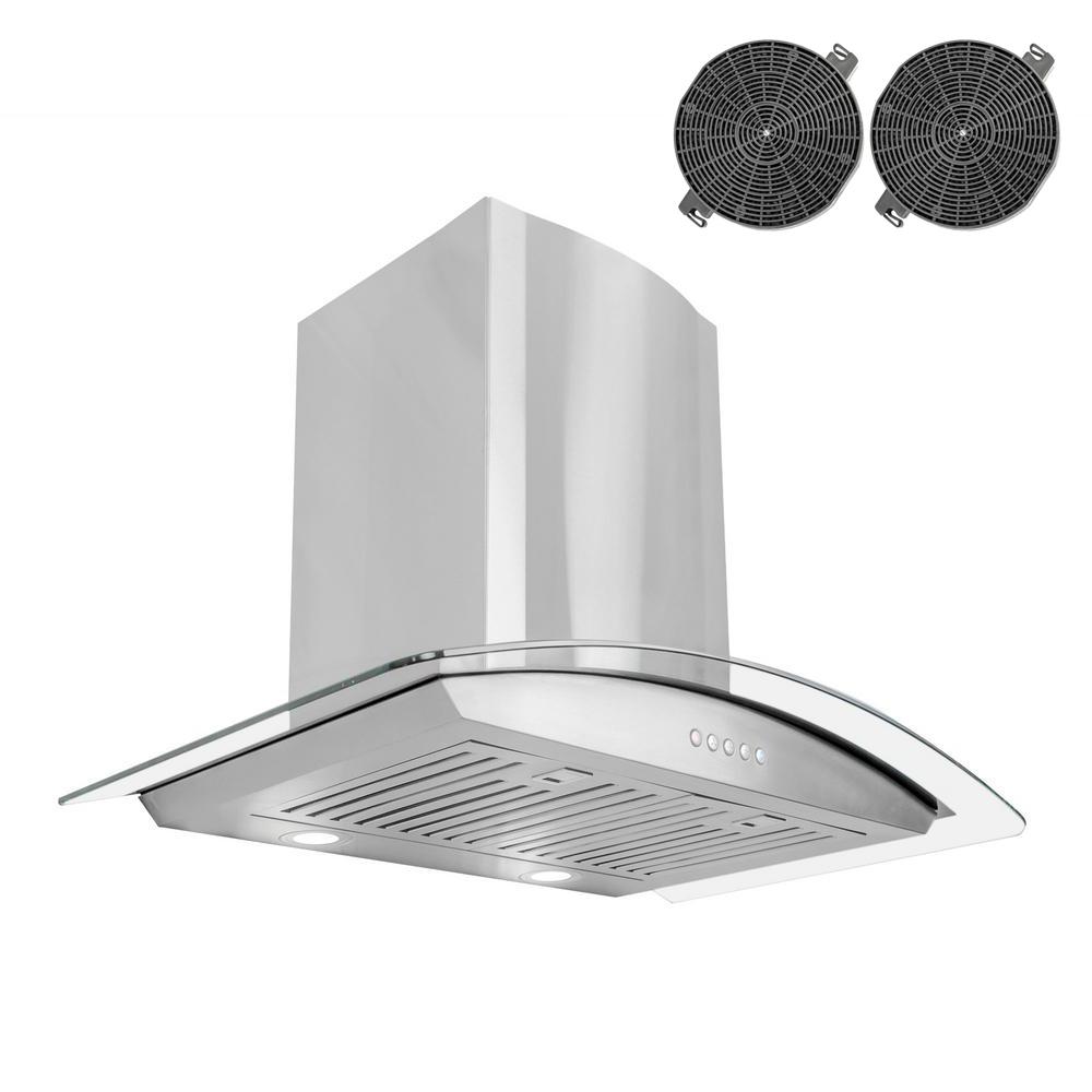 Cosmo 30 in. Ductless Wall Mount Range Hood in Stainless Steel with LED