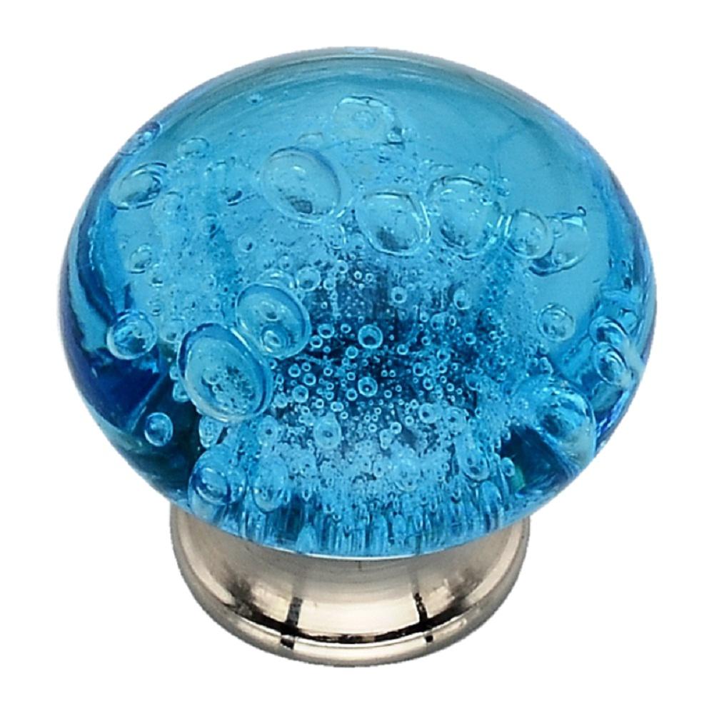 Mascot Hardware 1 3 7 In Egyptian Blue Bubbled Glass Cabinet Knob