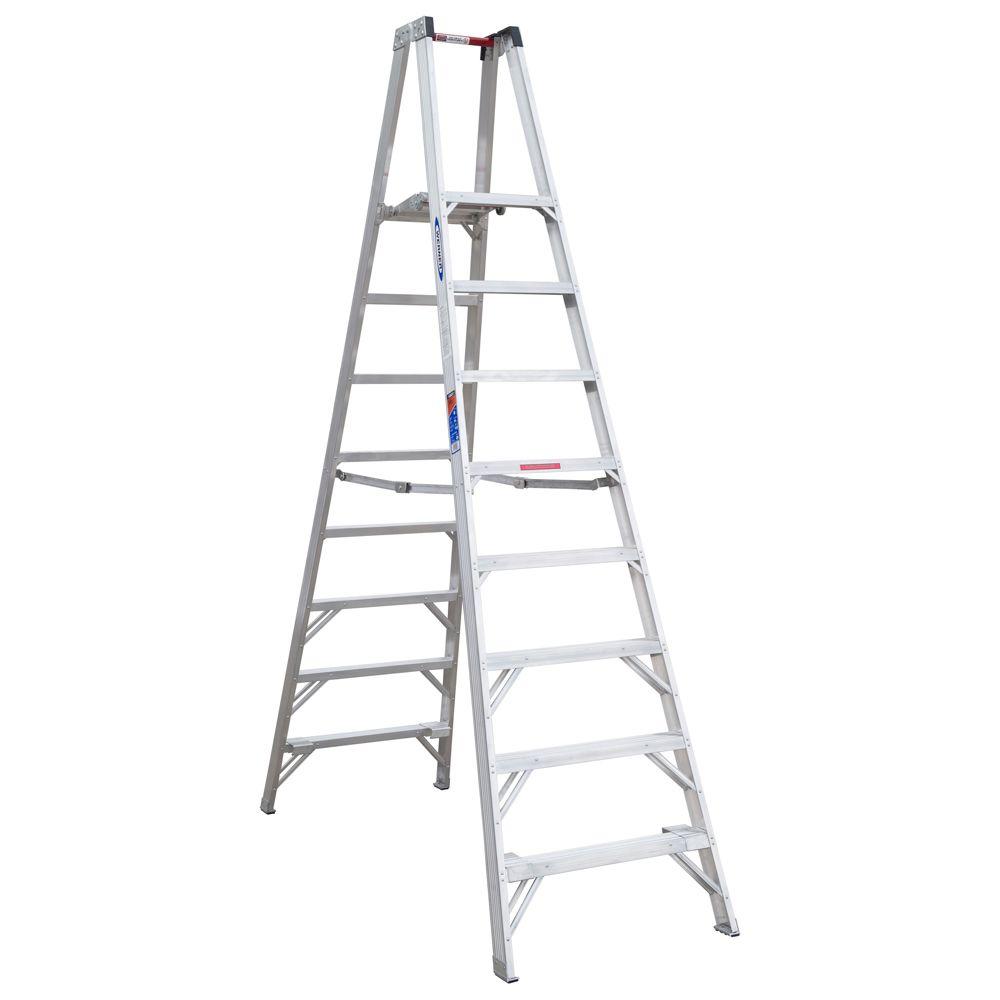 WERNER 14 ft. Reach Aluminum Platform Twin Step Ladder with 300 lb
