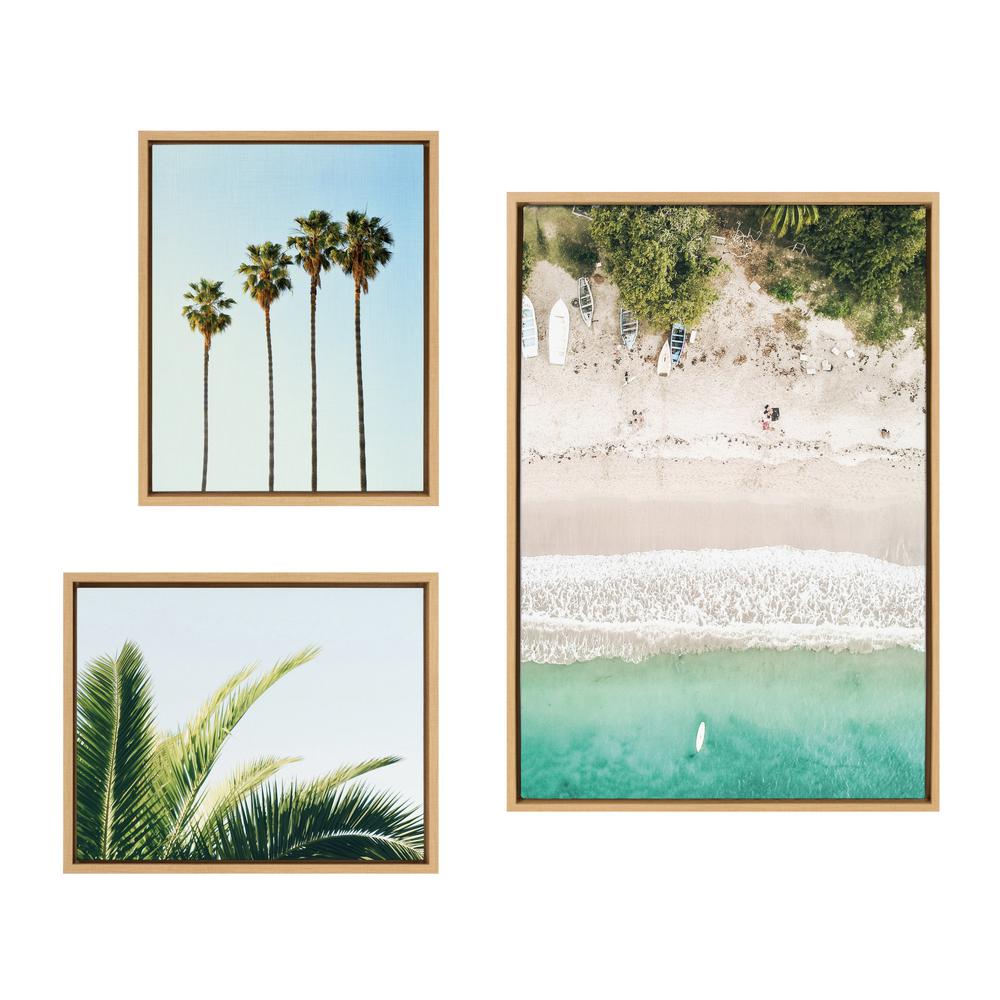 Kate and Laurel 33 in. x 23 in. Sylvie Tropical Beach Framed Canvas Set