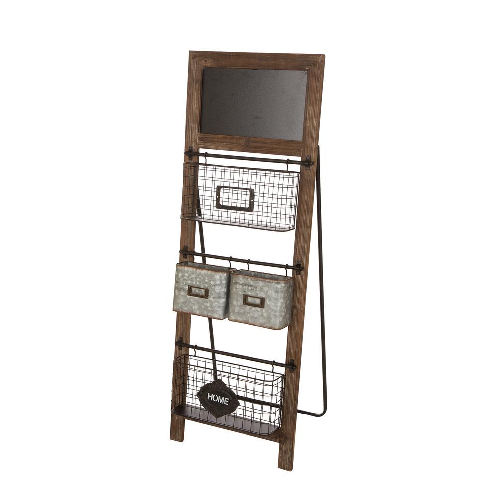 Glitzhome 43.31 in. H Rustic Farmhouse Style Metal/Wood Stand Shelf ...