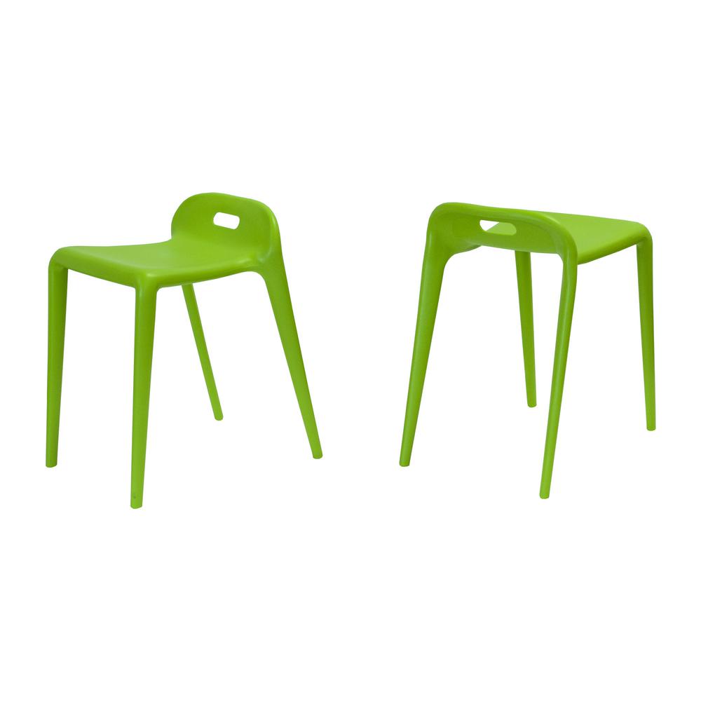 mod made ez stacking modern plastic green accent stool chair set of  2mmpc085green  the home depot