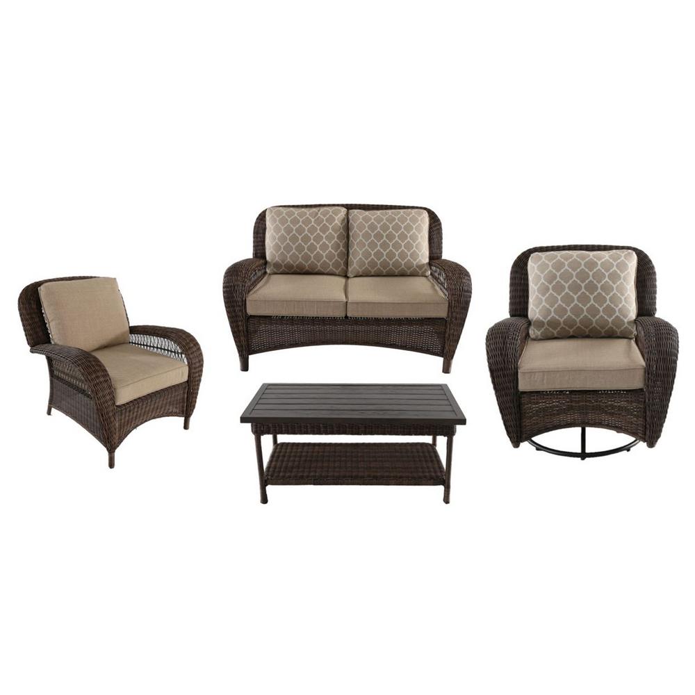 Hampton Bay Beacon Park 4 Piece Steel Wicker Outdoor Deep Seating Set With Toffee Cushions Frs80812 St The Home Depot - Brown Wicker Patio Furniture Home Depot Hampton Bay Beacon Park 4 Piece Steel Wicker Outdoor Deep Seating Set With Toffee Cushions Frs80812 St The Home Depot - Brown Wicker Patio Furniture Home Depot