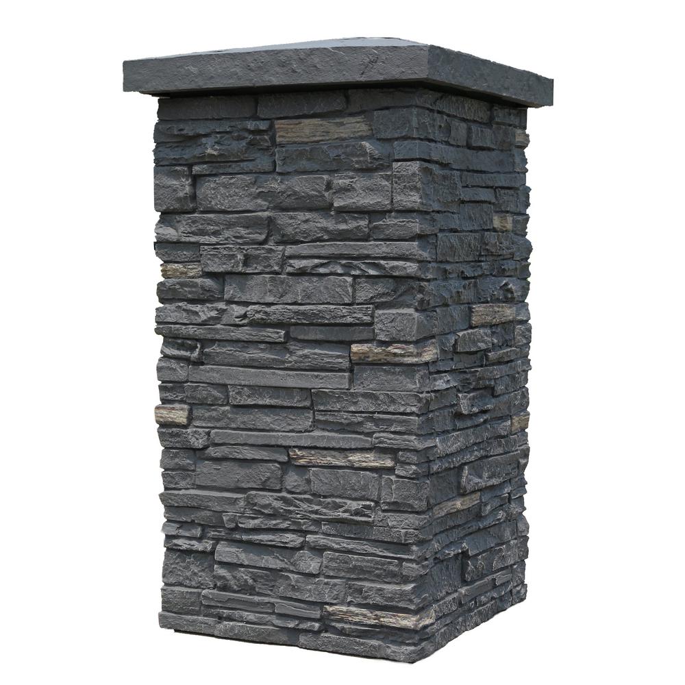 Panels Faux Stone Siding Veneer The Home Depot Slatestone Midnight Ash 30 In X 16 Faux Polyurethane Stone
