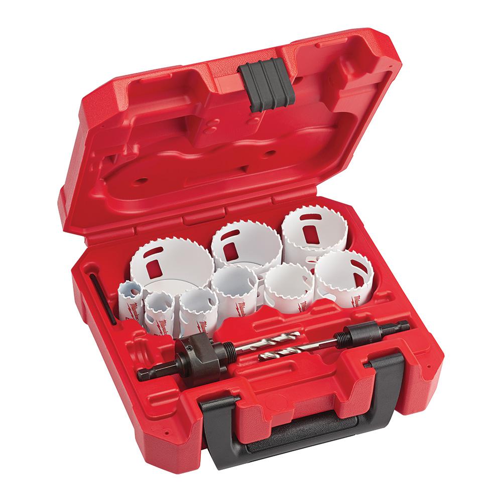10pc Hole saw cutter drill set decking down lights wood plaster board ceiling