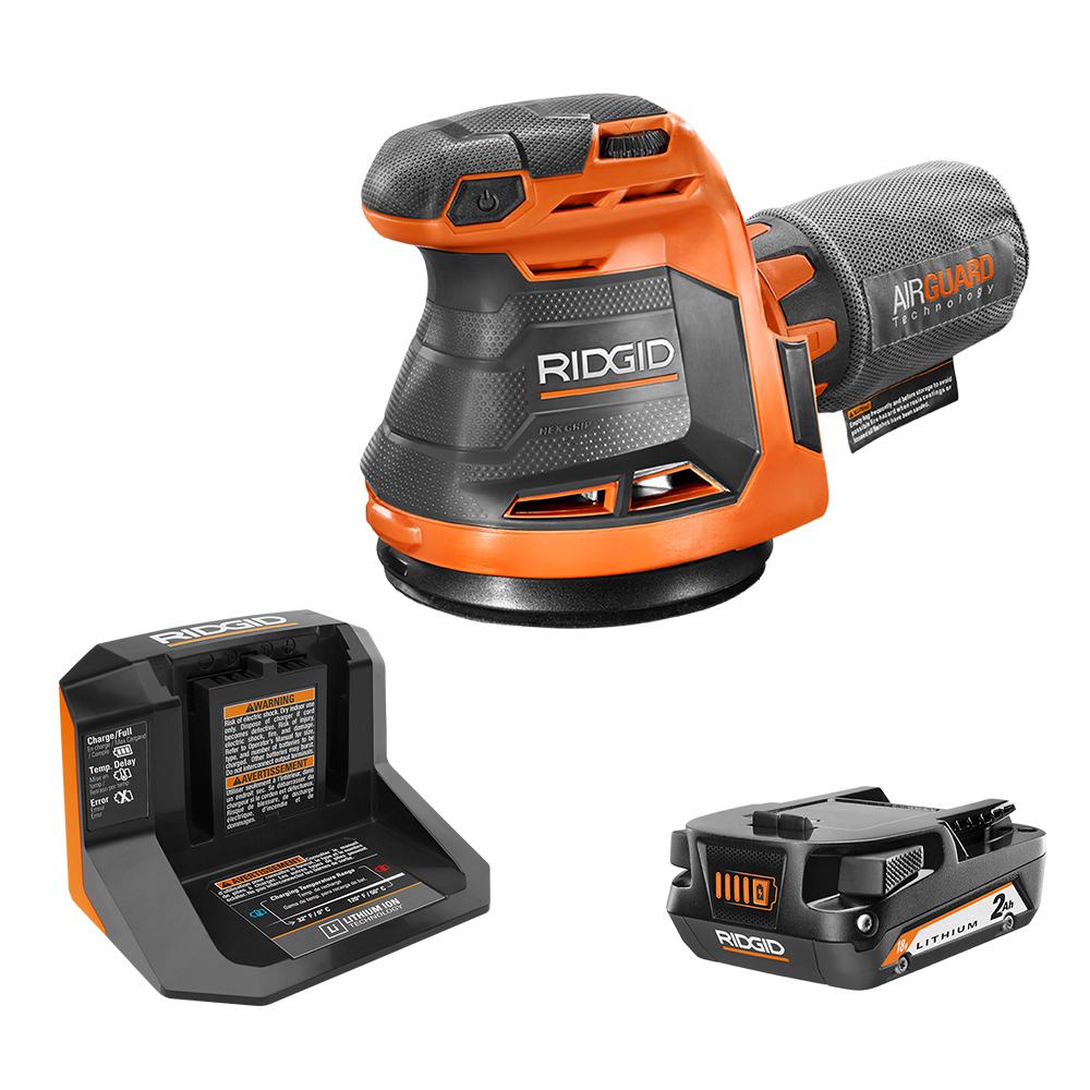 RIDGID 18V Brushless Cordless 5 in. Random Orbital Sander Kit with (1