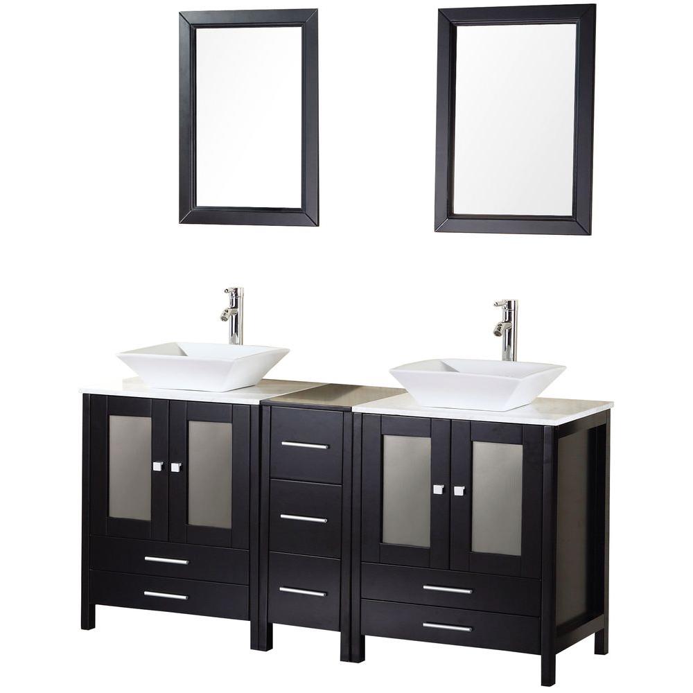 Design Element Arlington 61 in. W x 22 in. D Vanity in Espresso with Marble Vanity Top and 