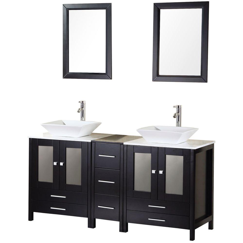 Design Element Arlington 61 in. W x 22 in. D Vanity in Espresso with Marble Vanity Top and