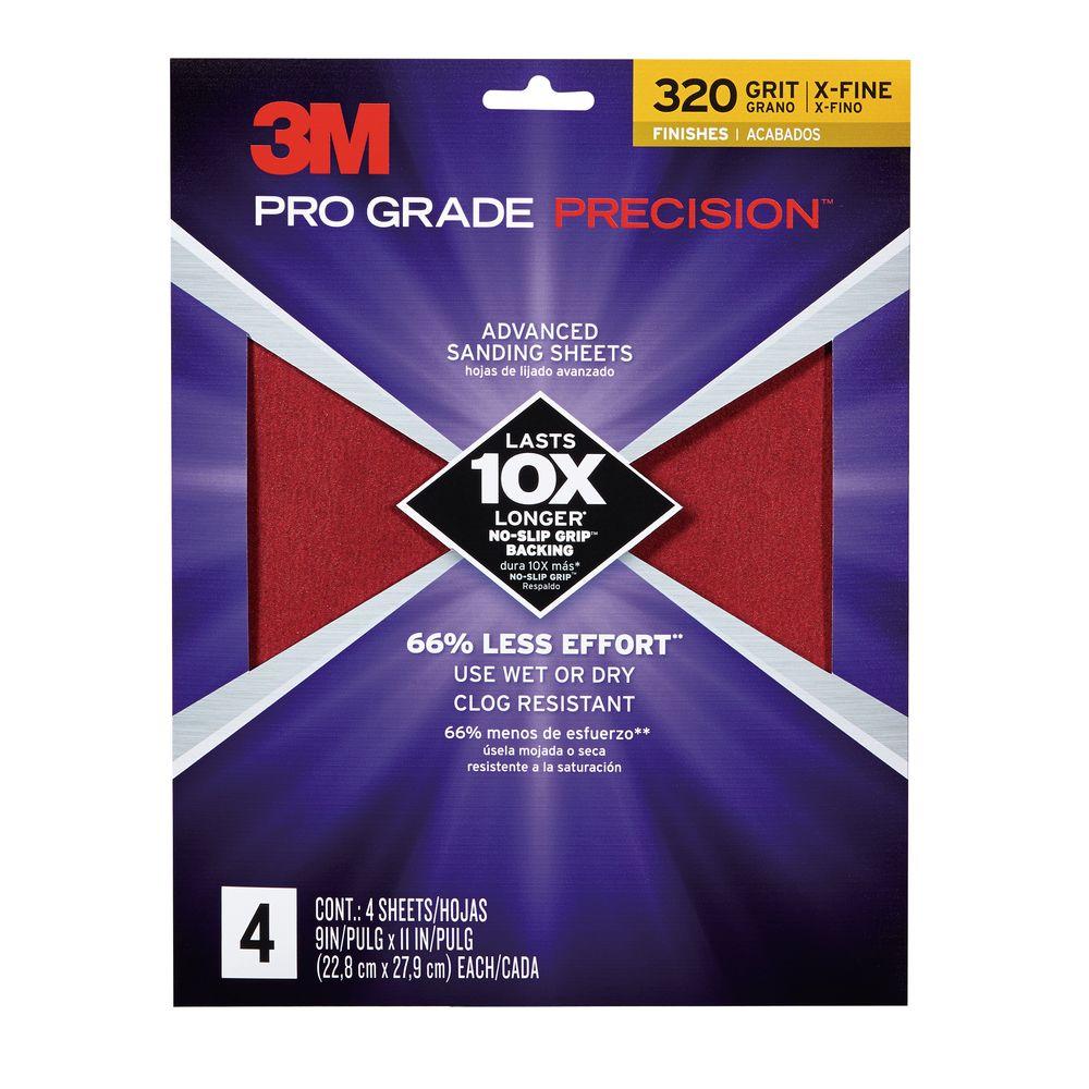 3M Pro Grade Precision 9 in. x 11 in. 320 Grit XFine Advanced Sanding