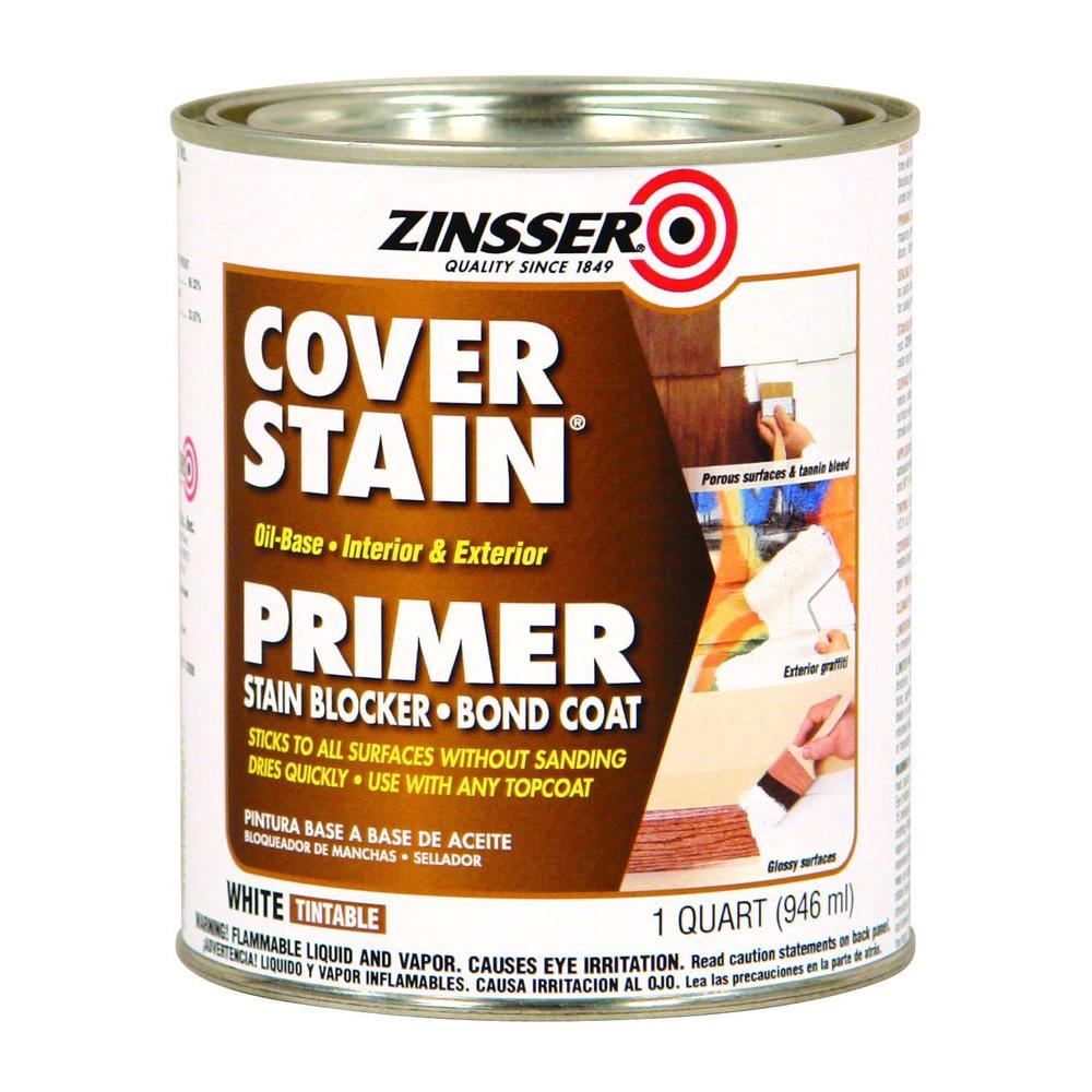 Zinsser Cover Stain 1 Qt White Oil Based Interior Exterior Primer And Sealer