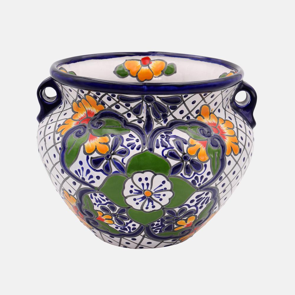 Talavera 12 in. White Ceramic Chata PlanterAWT300D The Home Depot