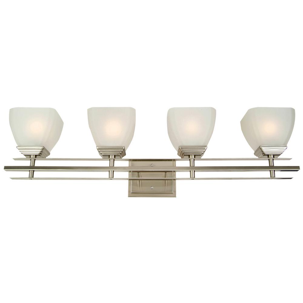Y Decor Michael 4Light Satin Nickel Frame Frost Bath Vanity Lighting