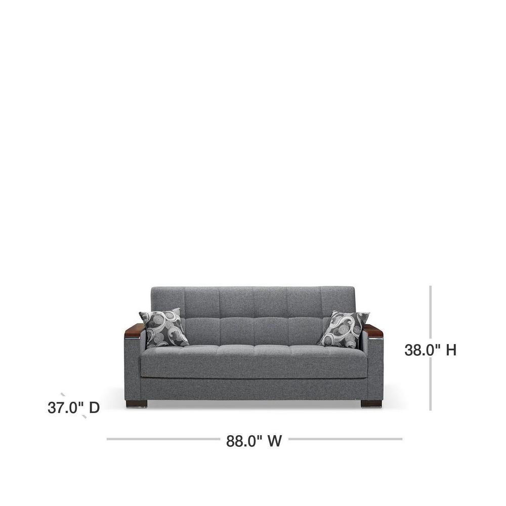 Ottomanson Armada Gray Wooden Armed Sofa Sleeper Bed With Storage Sofa Sleeper Bed With Storage