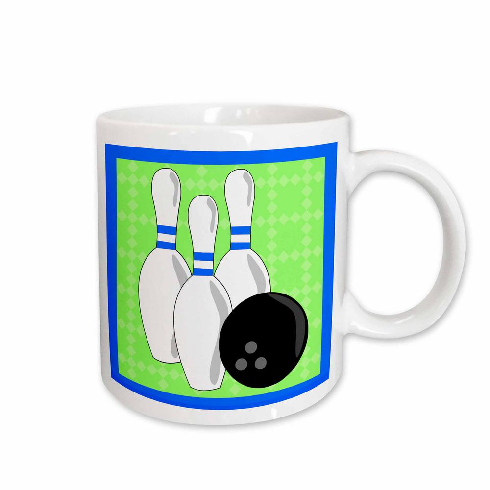3dRose Janna Salak Designs Bowling Green and Blue Bowling Pins and Ball