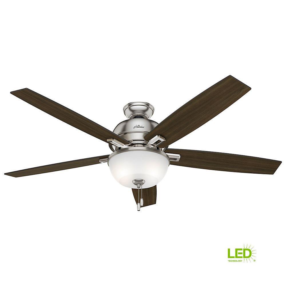 Hunter Donegan 60 In Led Indoor Brushed Nickel Ceiling Fan With Hunter Donegan 60 In Led Indoor Brushed Nickel Ceiling Fan With Light Kit