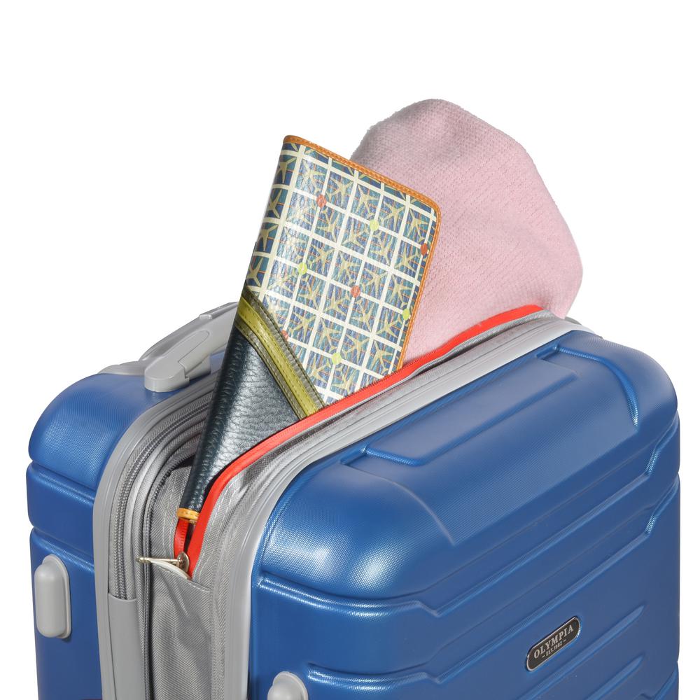 Olympia USA Denmark 21 in. Navy Expandable CarryOn Spinner with Hidden