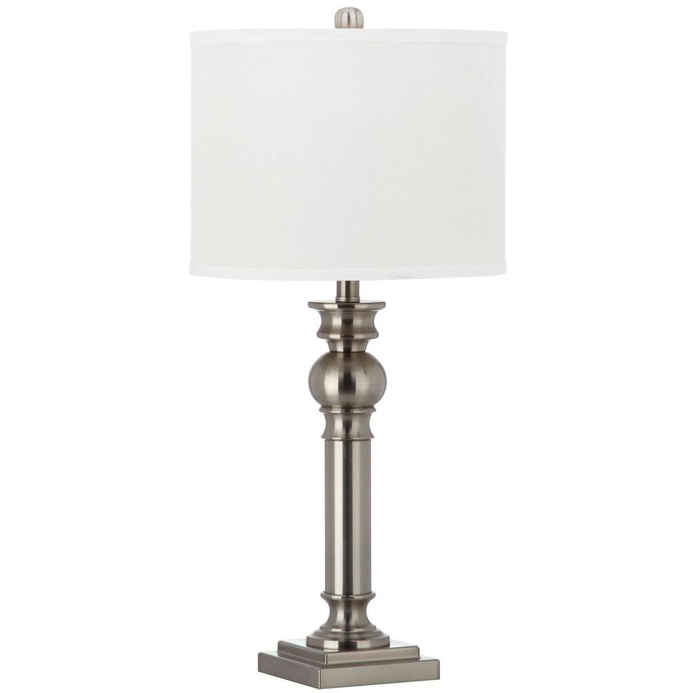 Safavieh Argos Column 28 25 In Nickel Table Lamp With Off White