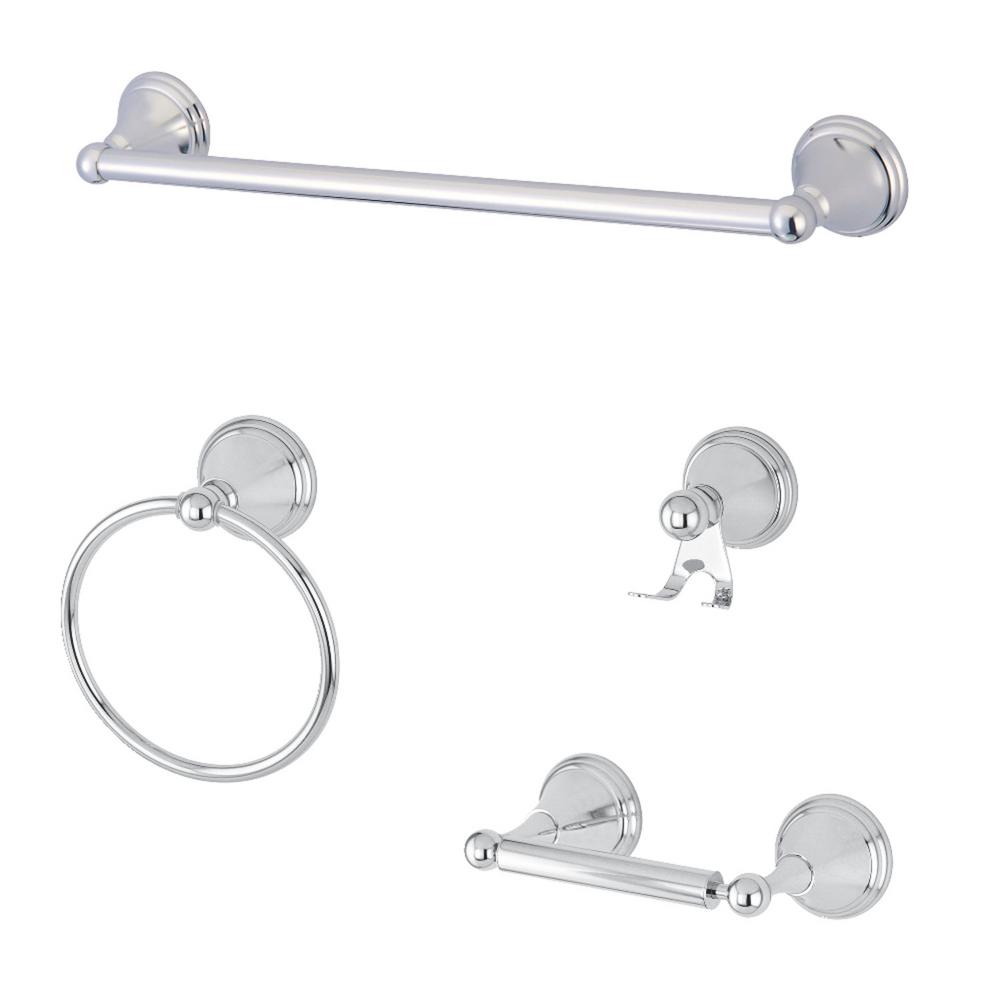 Kingston Brass Traditional 4 Piece Bath Hardware Set In Polished Chrome Hbak2971478c The Home 6184