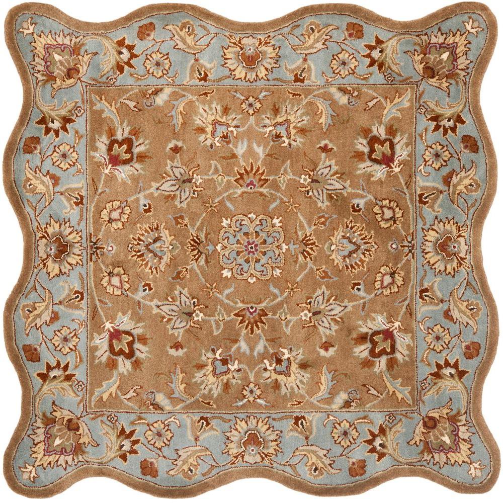 Safavieh Heritage Beige Blue 6 Ft X Scalloped Square Area Rug
