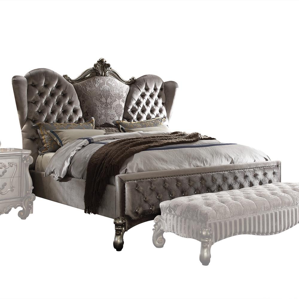 Versailles Velvet And Antique Platinum Eastern King Bed Versailles Velvet And Antique Platinum Eastern King Bed