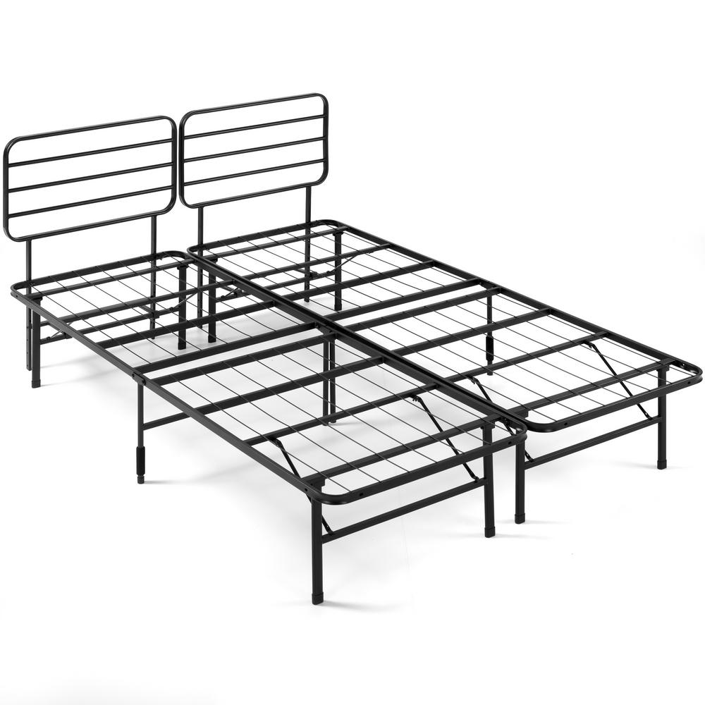 Zinus Smartbase Black Full Metal Bed Frame With Headboard Fsssbh 14f The Home Depot