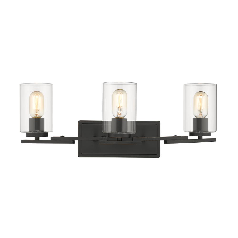Black Vanity Lighting The Home Depot Monroe 3 Light Black