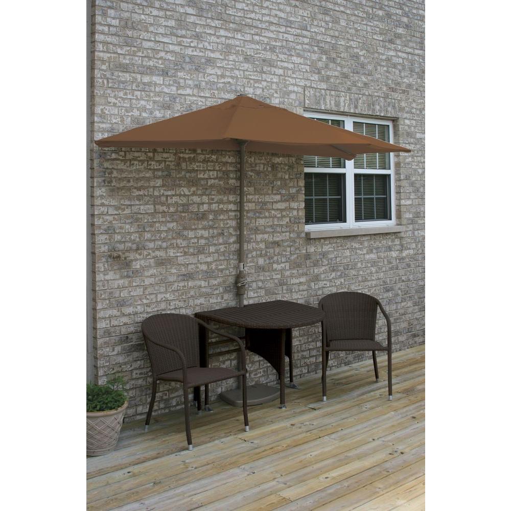 Blue Star Group Terrace Mates Adena 5 Piece Java Patio Bistro Set With 7 5 Ft Teak Sunbrella Half Umbrella Tmaj 7s Tk The Home Depot