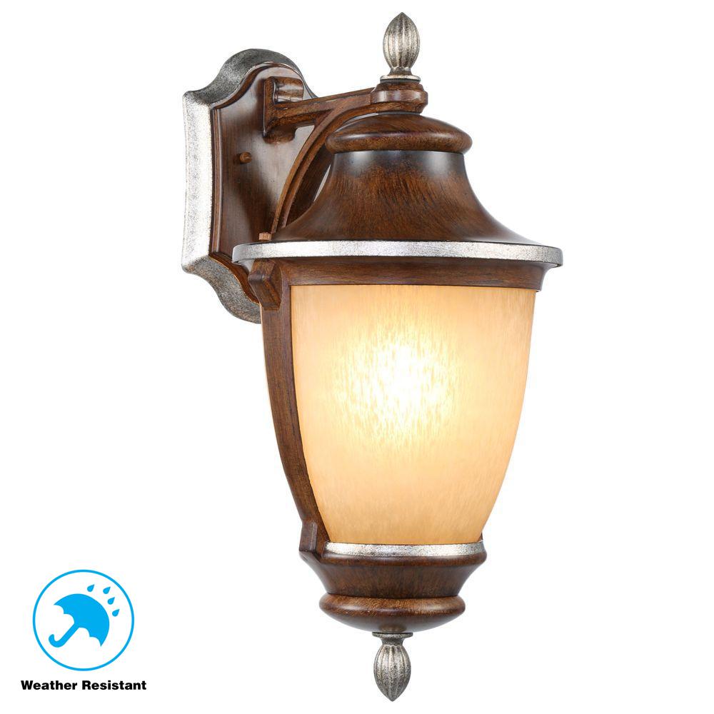 Specialty Finishes Hampton Bay Outdoor Wall Mounted Lighting 1 Light Mossoro Walnut Outdoor Wall Mount Lantern