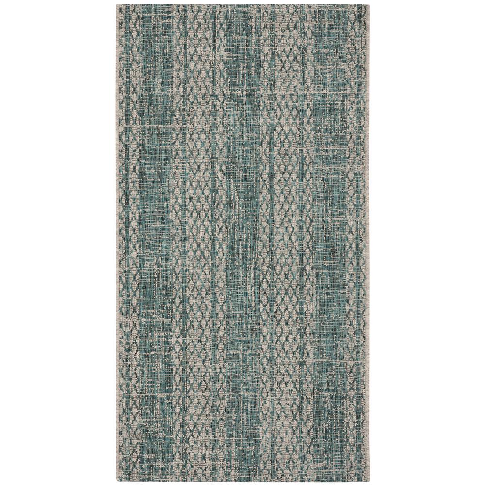 Safavieh Courtyard Light Gray Teal 2 Ft X 4 Indoor Outdoor Area Rug