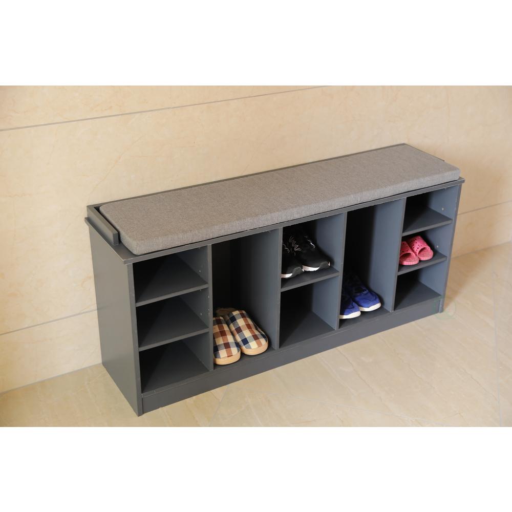 Basicwise Wooden Shoe Cubicle Storage Entryway Bench With Soft Cushion For Seating Shoe Storage Cabinet Qi003280l The Home Depot